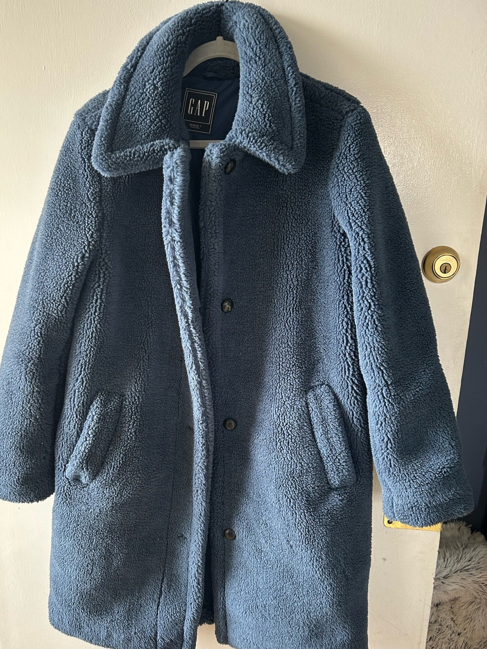 GAP Blue Faux-Sherpa Puffer Coat